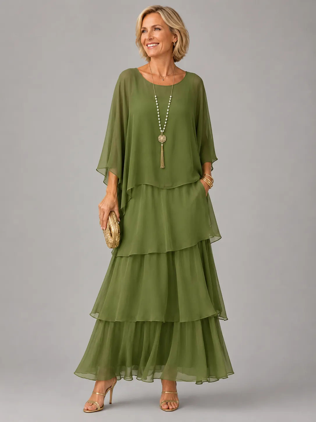 Women's Elegant Flowy Tiered Maxi Dress