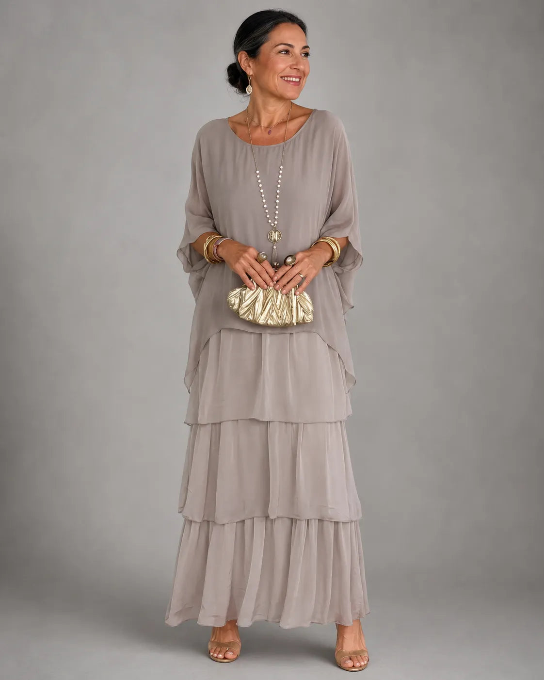 Women's Elegant Flowy Tiered Maxi Dress
