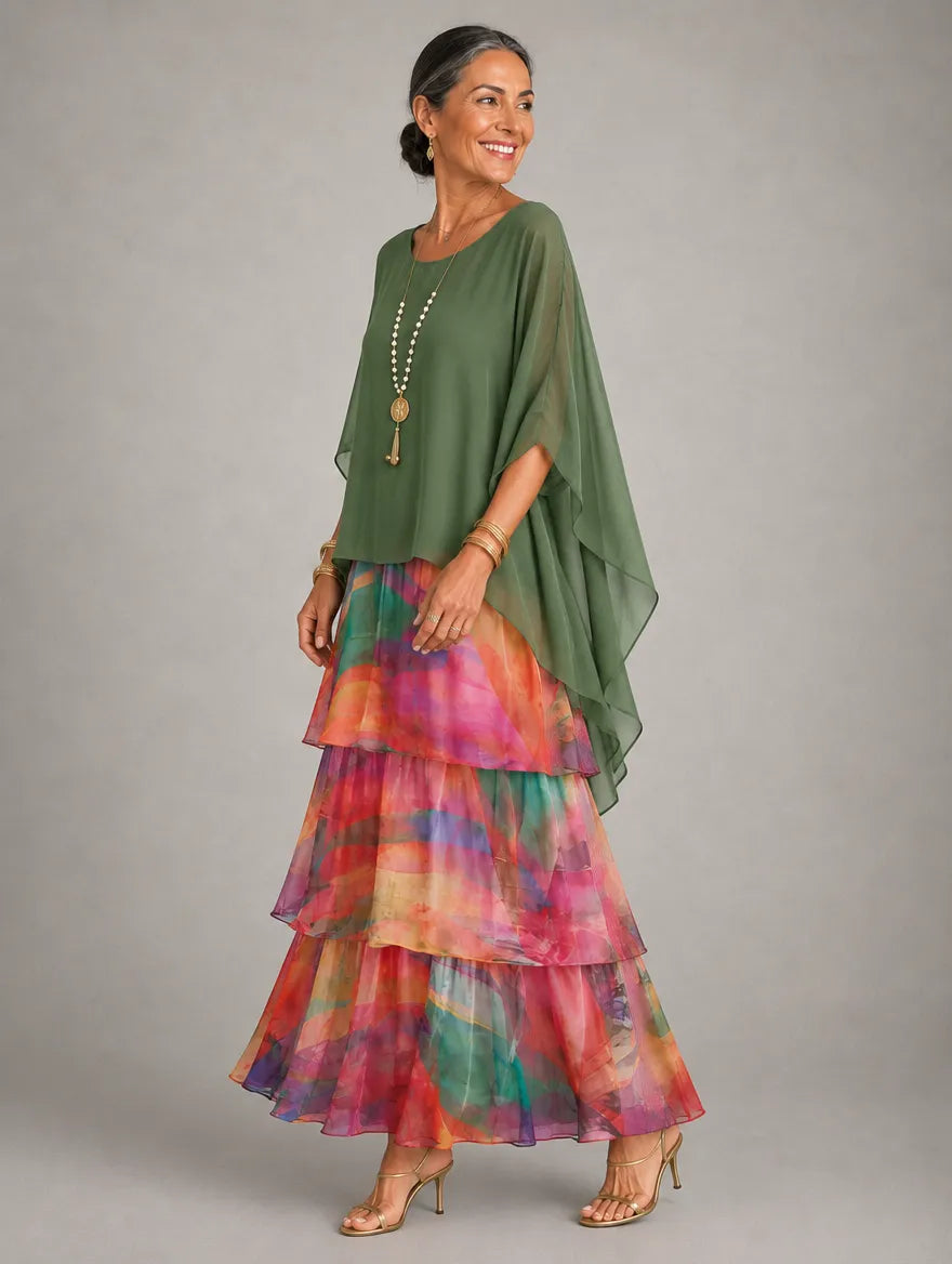 Women's Elegant Flowy Tiered Maxi Dress