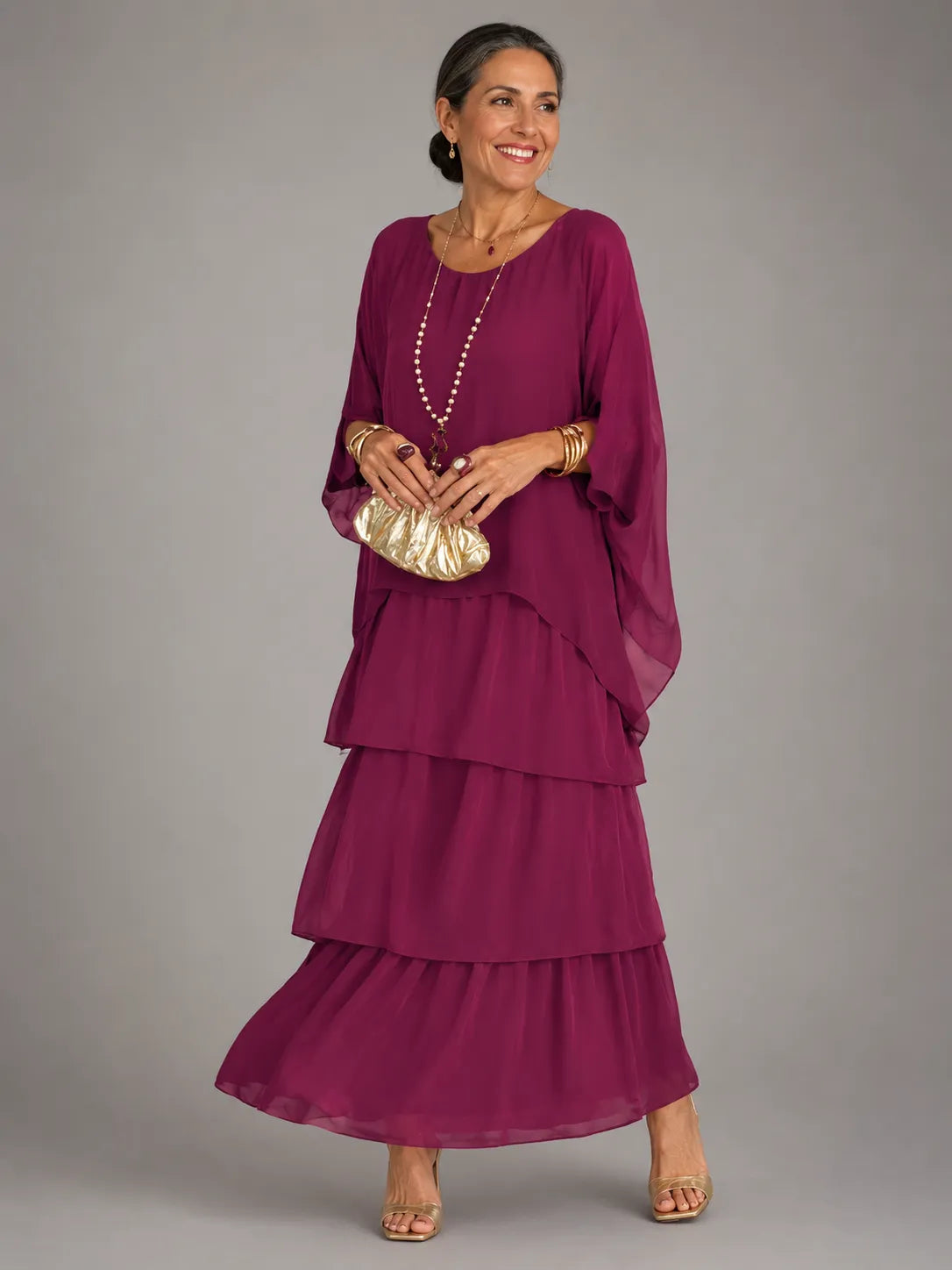 Women's Elegant Flowy Tiered Maxi Dress