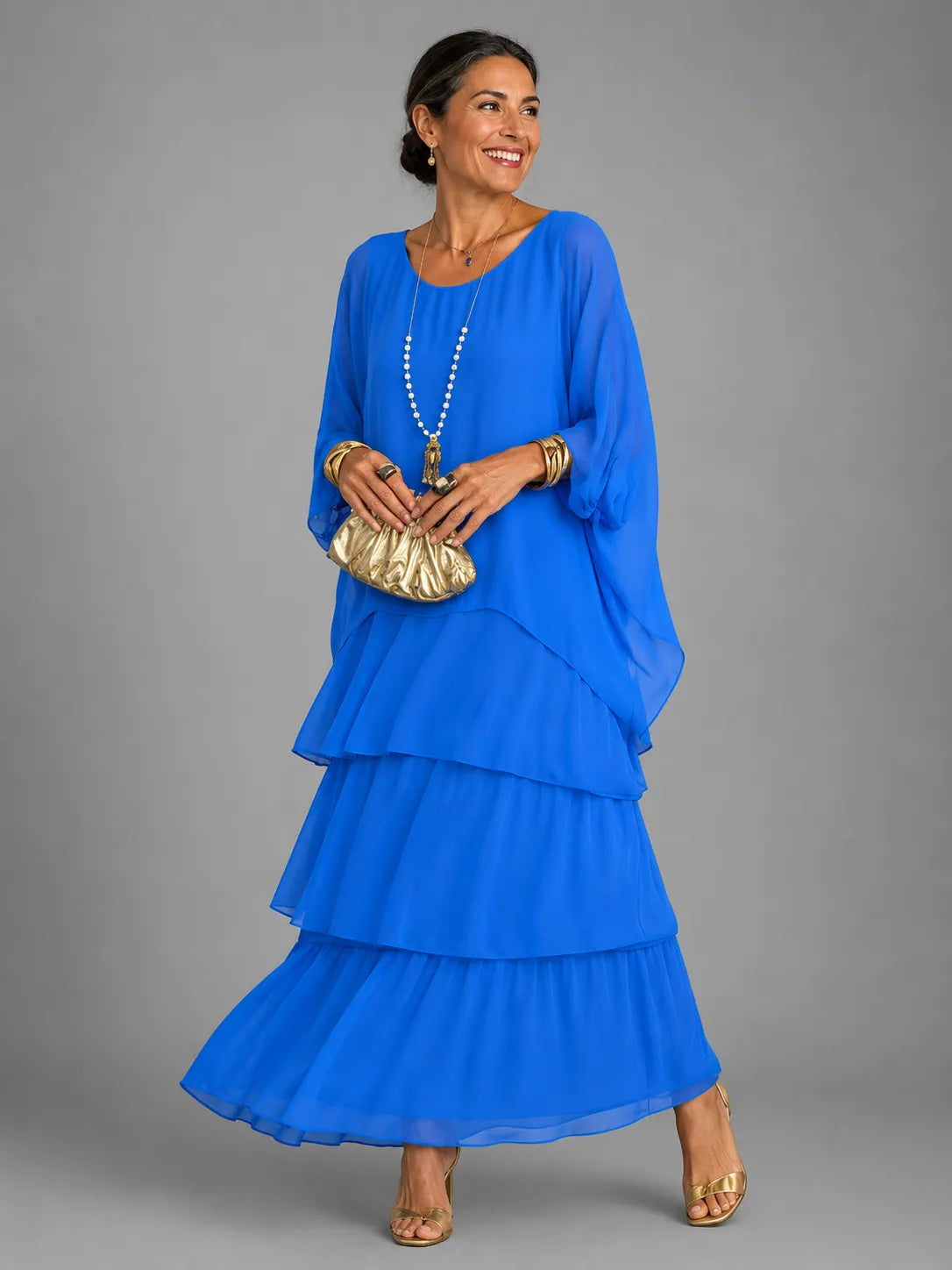 Women's Elegant Flowy Tiered Maxi Dress