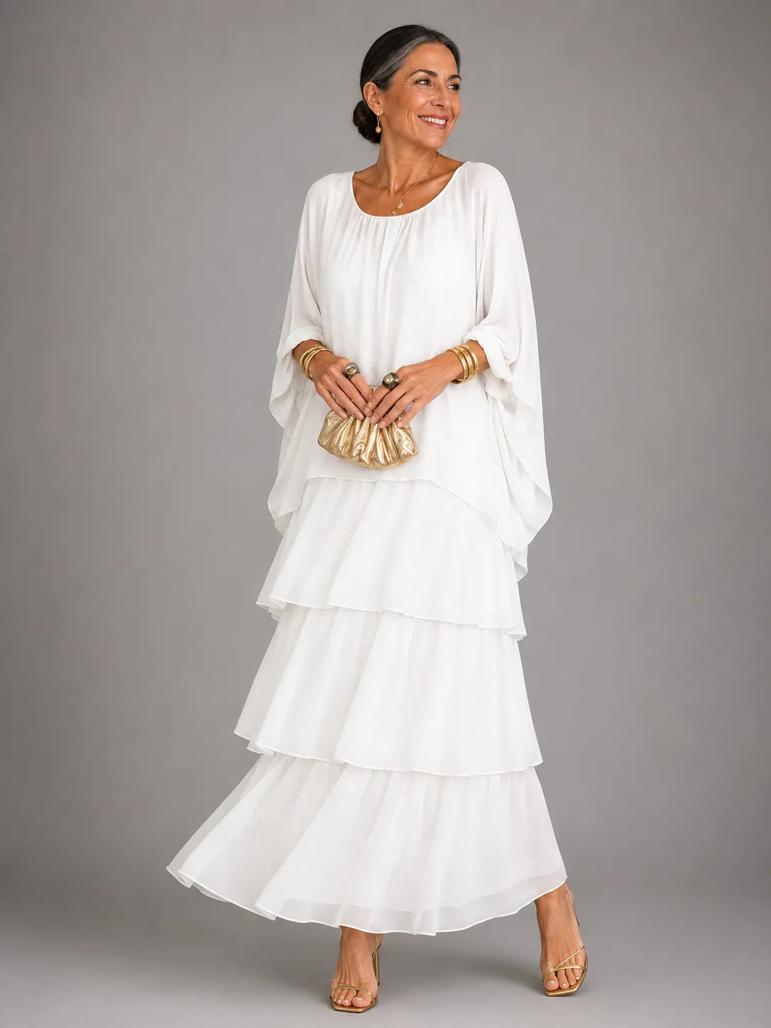 Women's Elegant Flowy Tiered Maxi Dress