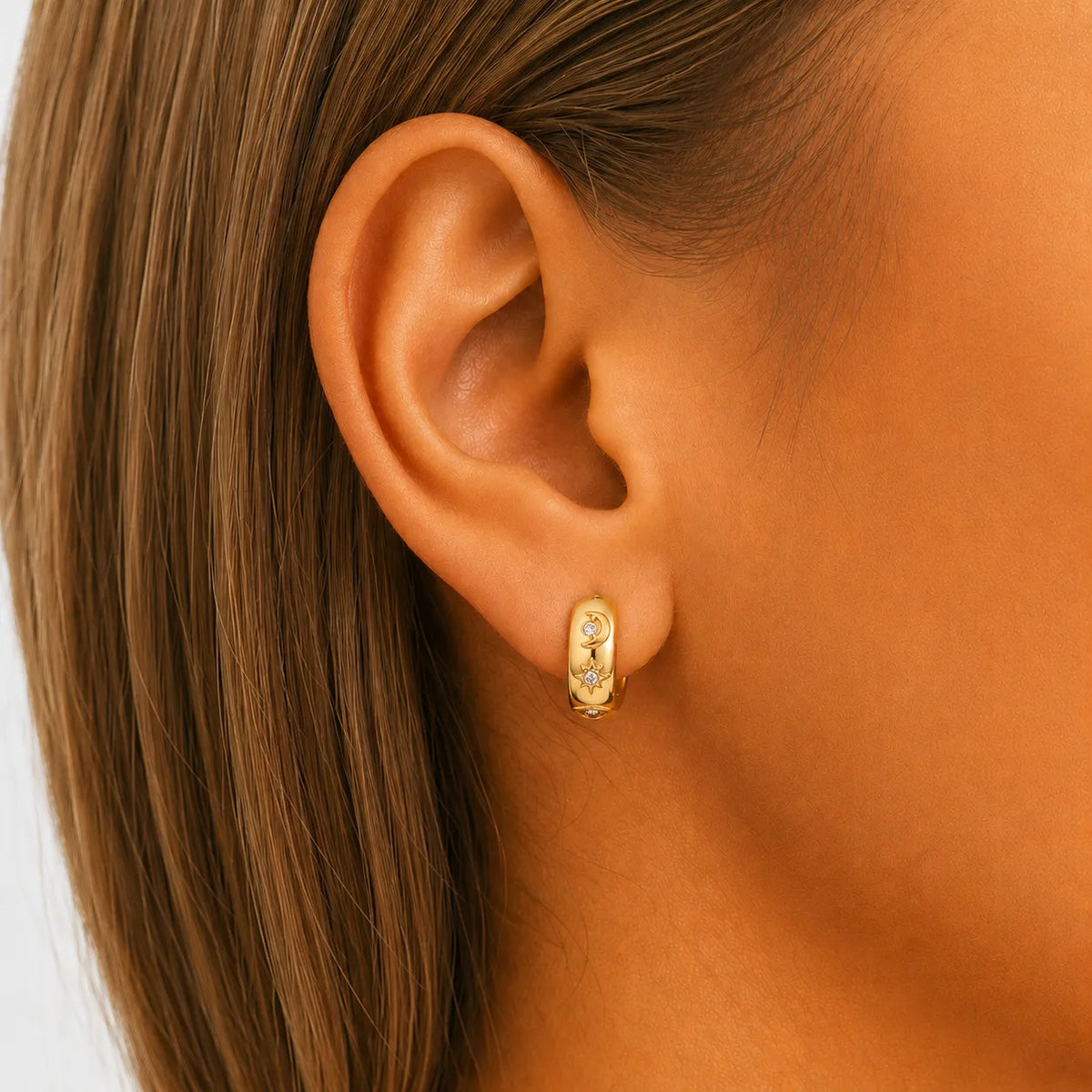 Women's Elegant Gold-Tone Huggie Hoop Earrings