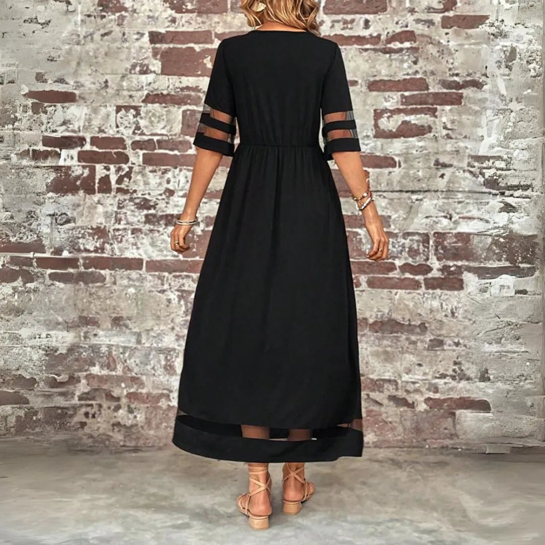 Women's Elegant Tummy Flattering Dress with High Waistline