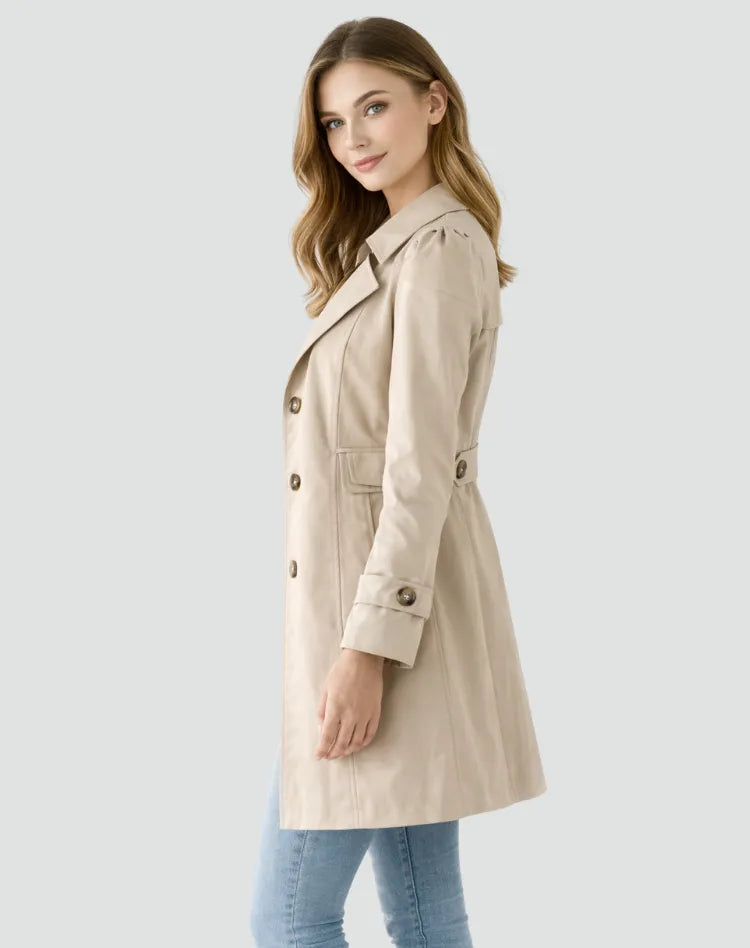Women's Fitted Mid-Length Lapel Trench Coat