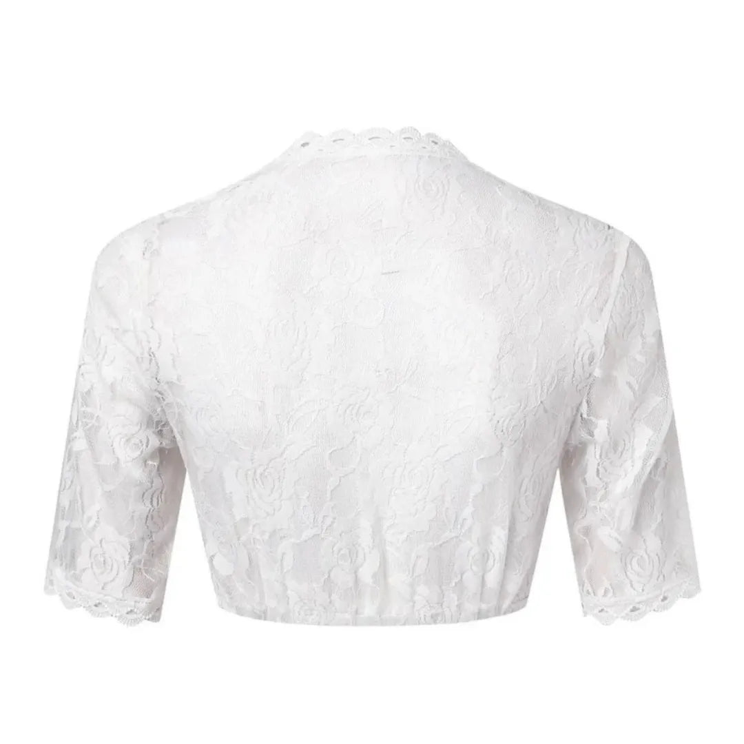 Women's Floral Lace V-Neck Crop Dirndl Blouse