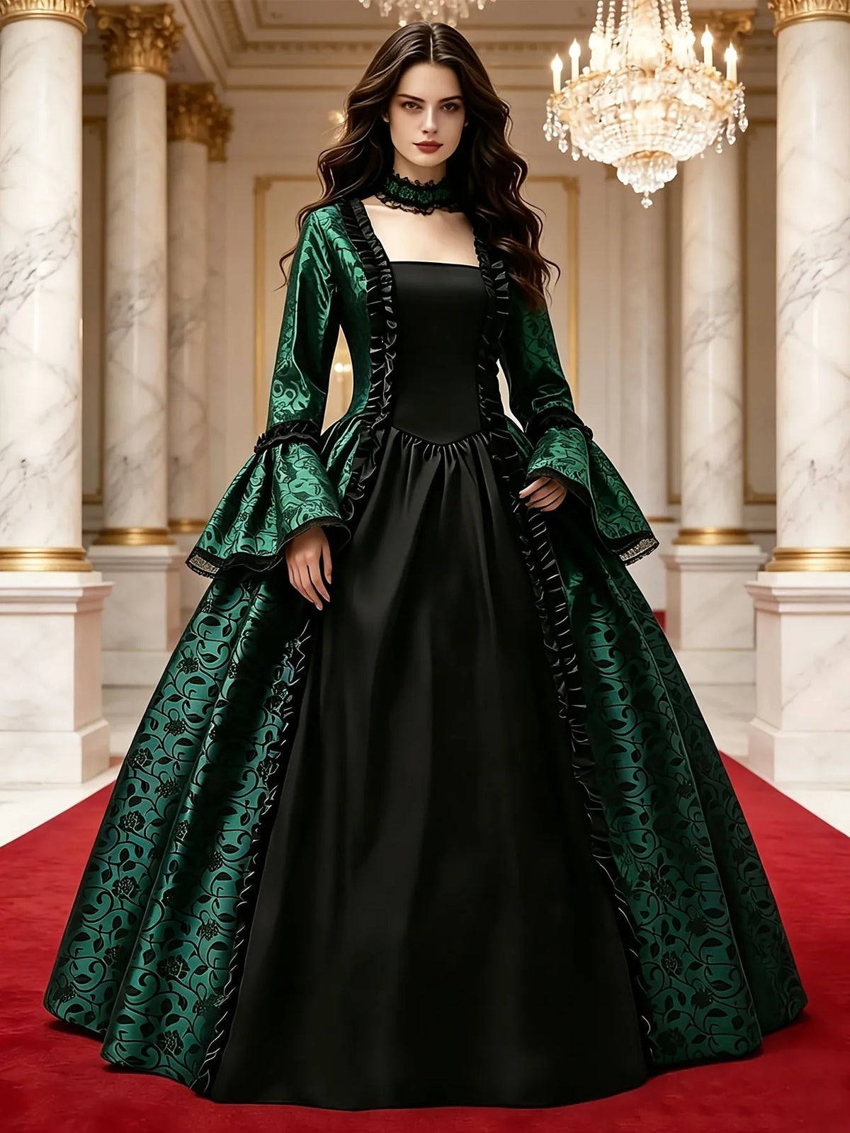 Women's Gothic Vampire Costume Dress with Flared Sleeves