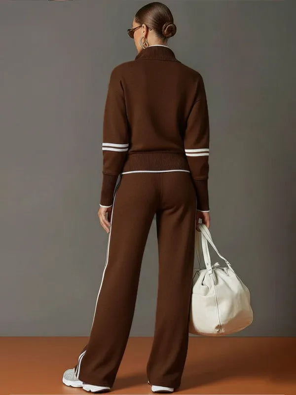 Women's Half-Zip Wide-Leg Stretch Lounge Set