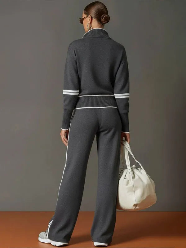 Women's Half-Zip Wide-Leg Stretch Lounge Set