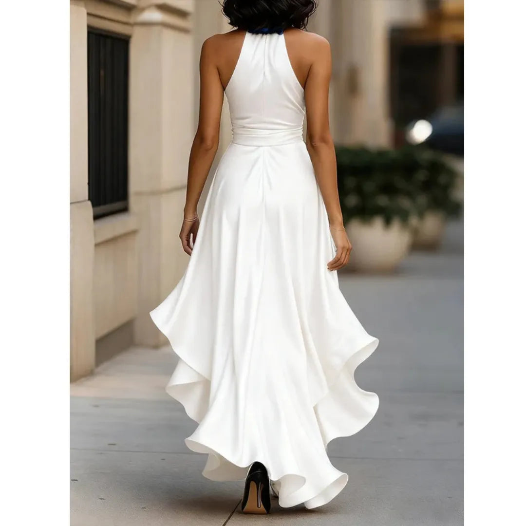 Women's Halter Neck Ruffle Maxi Dress