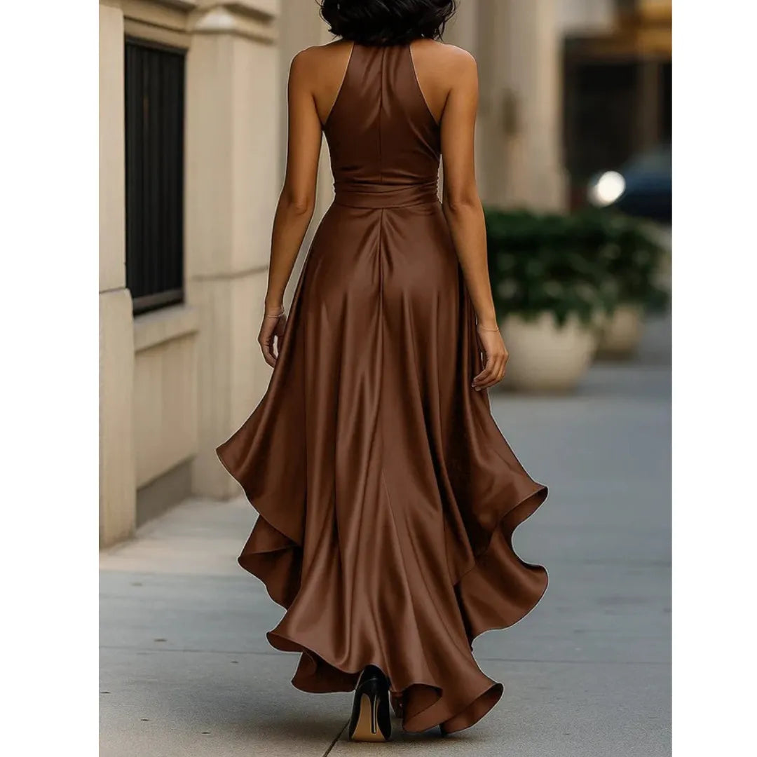 Women's Halter Neck Ruffle Maxi Dress