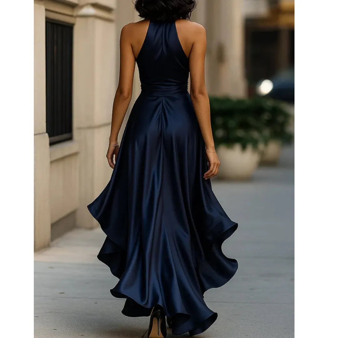 Women's Halter Neck Ruffle Maxi Dress