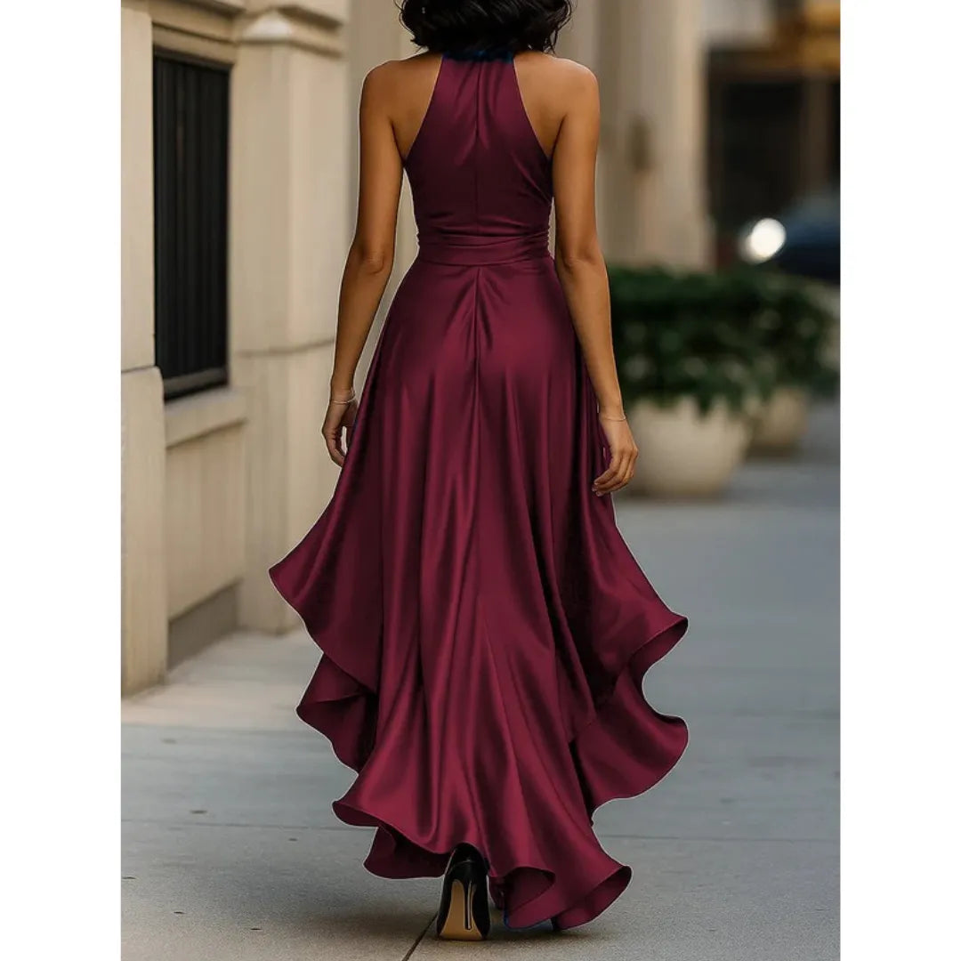 Women's Halter Neck Ruffle Maxi Dress
