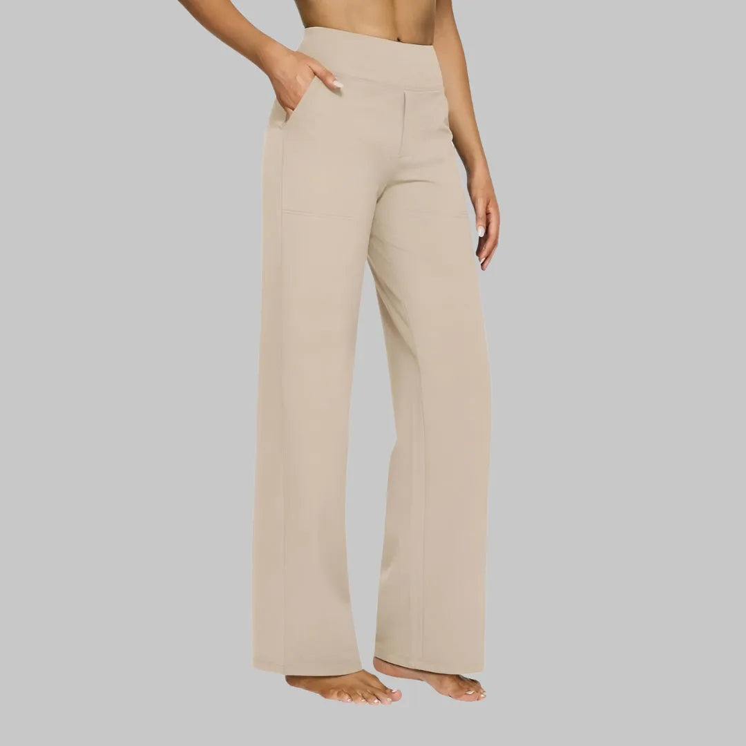 Women's High-Waist Stretch Straight-Leg Pants