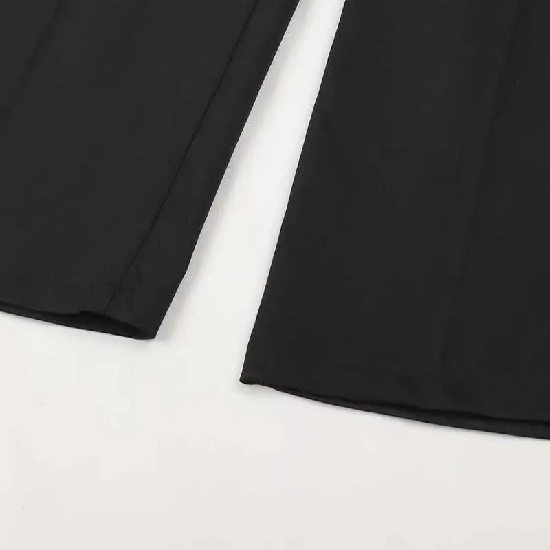 Women's High Waisted Elegant Straight Leg Trousers with Front Pleats