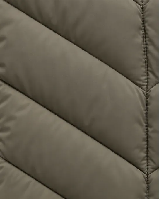 Women's Hooded Chevron Quilted Puffer Jacket with Full Zip