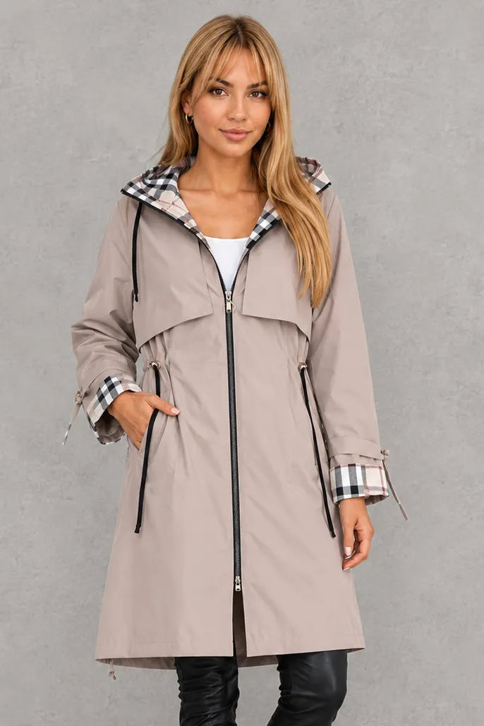 Women's Hooded Waterproof Raincoat with Full Front Zip