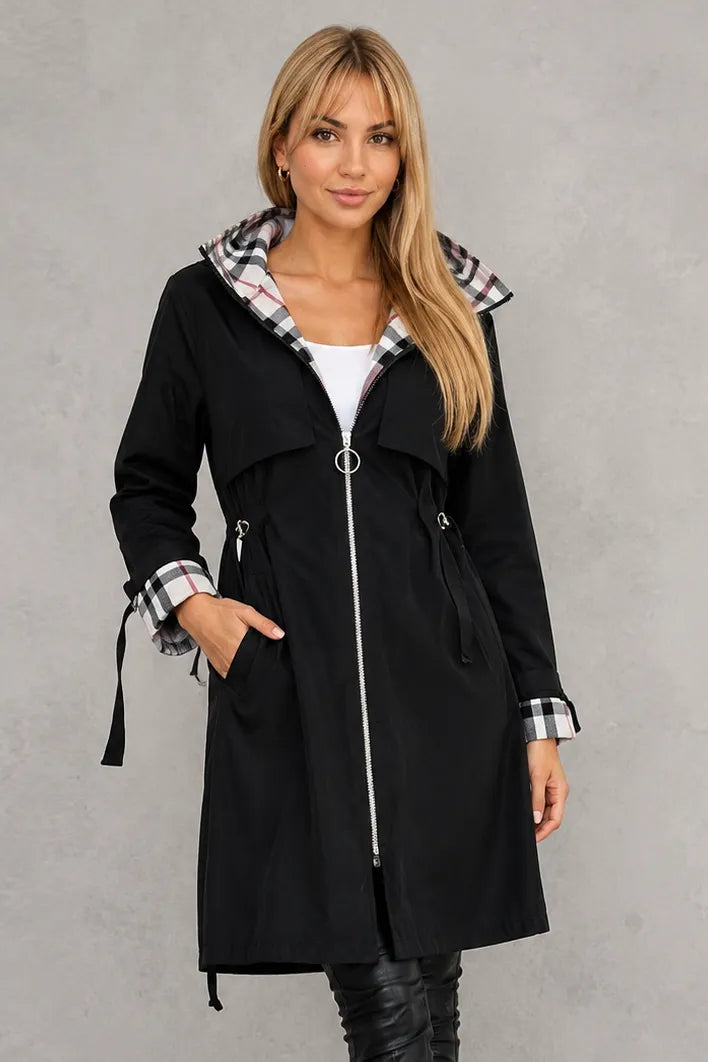 Women's Hooded Waterproof Raincoat with Full Front Zip