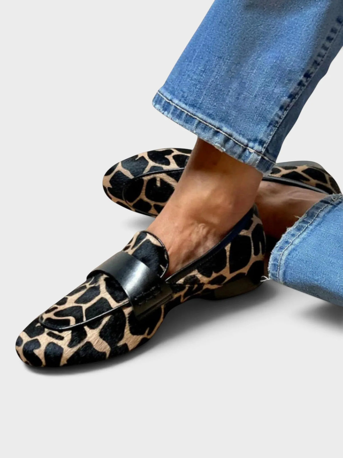 Women's Leopard Print Loafers with Contrast Trim