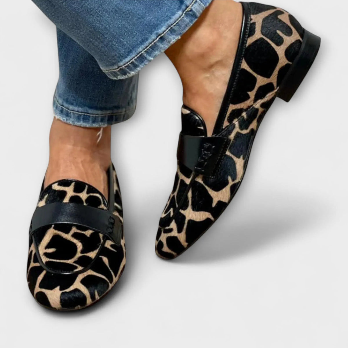 Women's Leopard Print Loafers with Contrast Trim