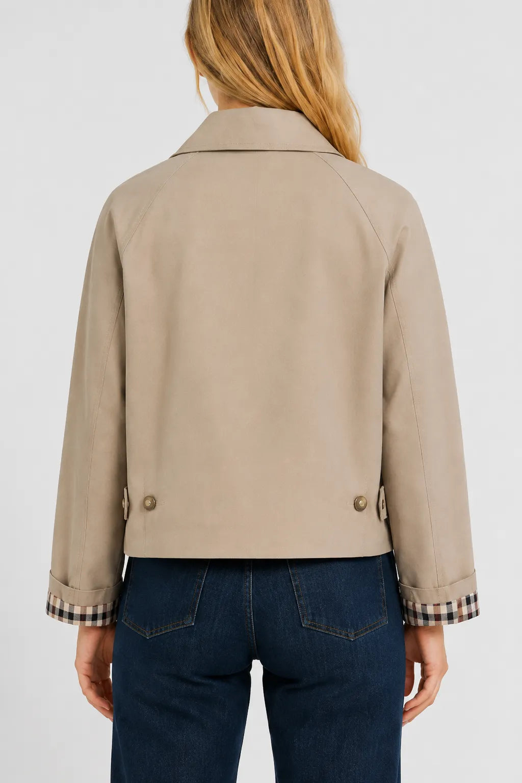 Women's Lightweight Loose Fit Jacket with Gingham Lining