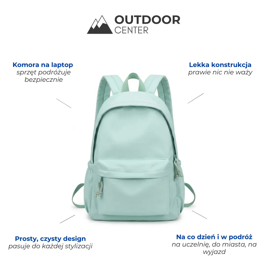 Women's Lightweight Nylon Pastel School Backpack with Pockets