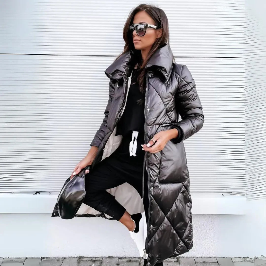 Women's Long Down Winter Coat with Fitted Cut