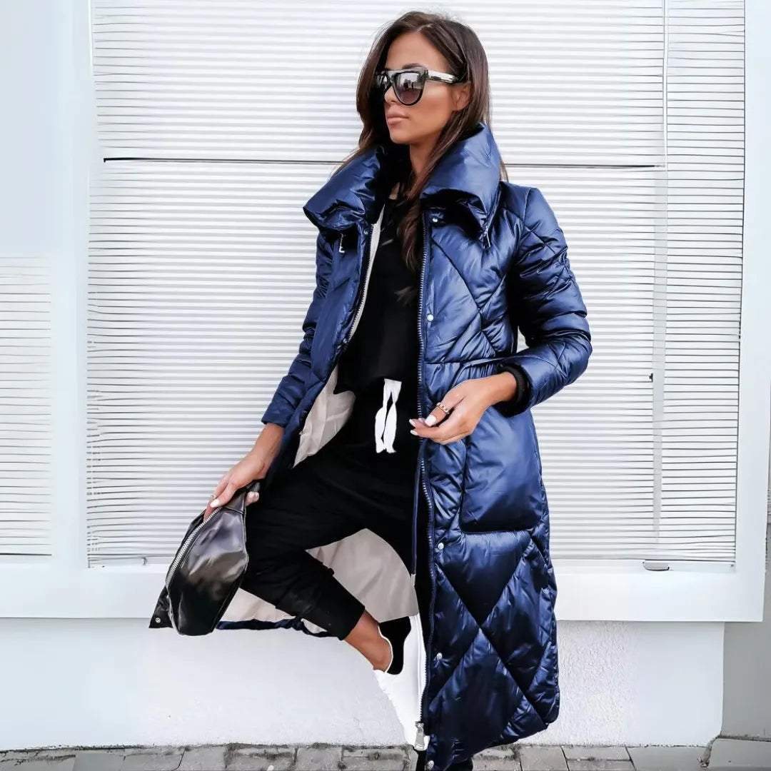 Women's Long Down Winter Coat with Fitted Cut
