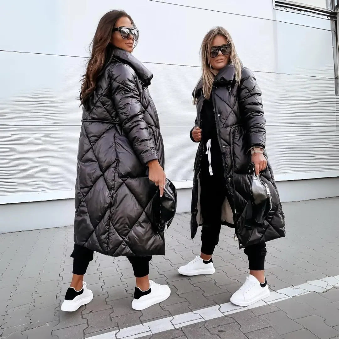 Women's Long Down Winter Coat with Fitted Cut