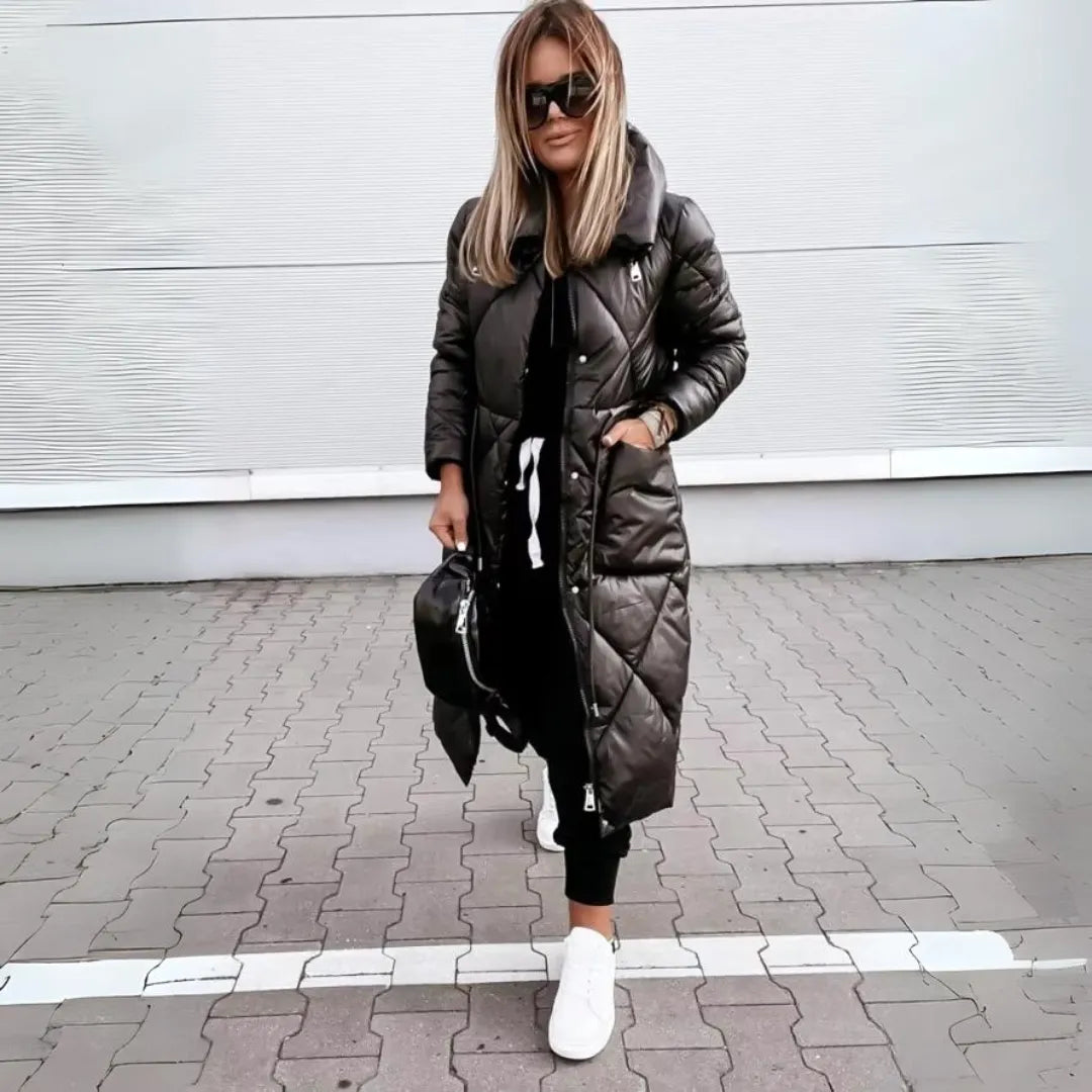 Women's Long Down Winter Coat with Fitted Cut