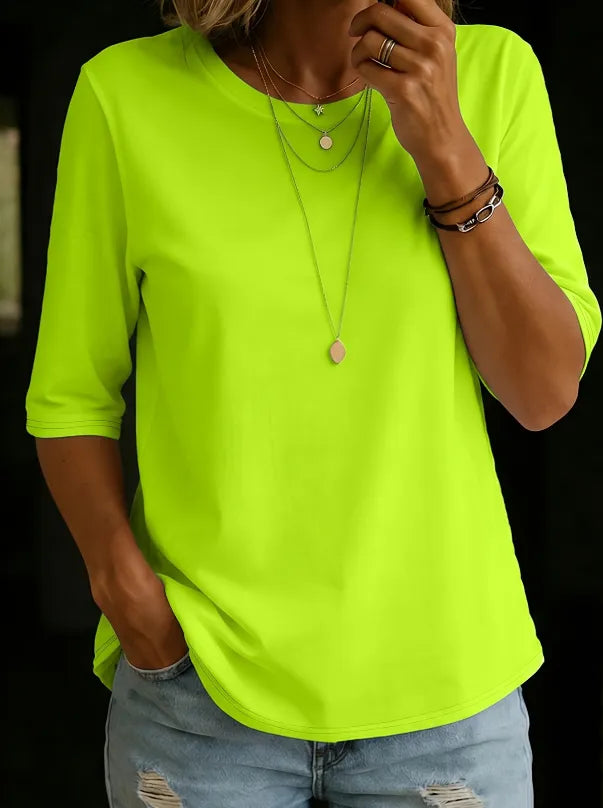 Women's Loose Fit Half-Sleeve T-Shirt with Extended Arm Coverage