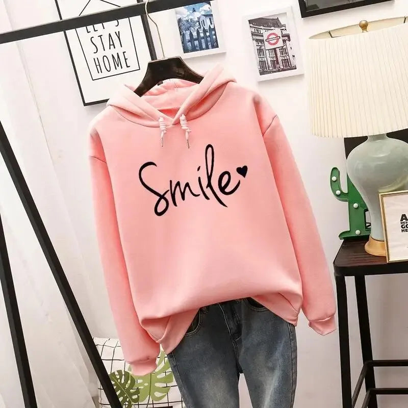 Women's Loose Fit Pullover Hoodie with Drawstring Hood