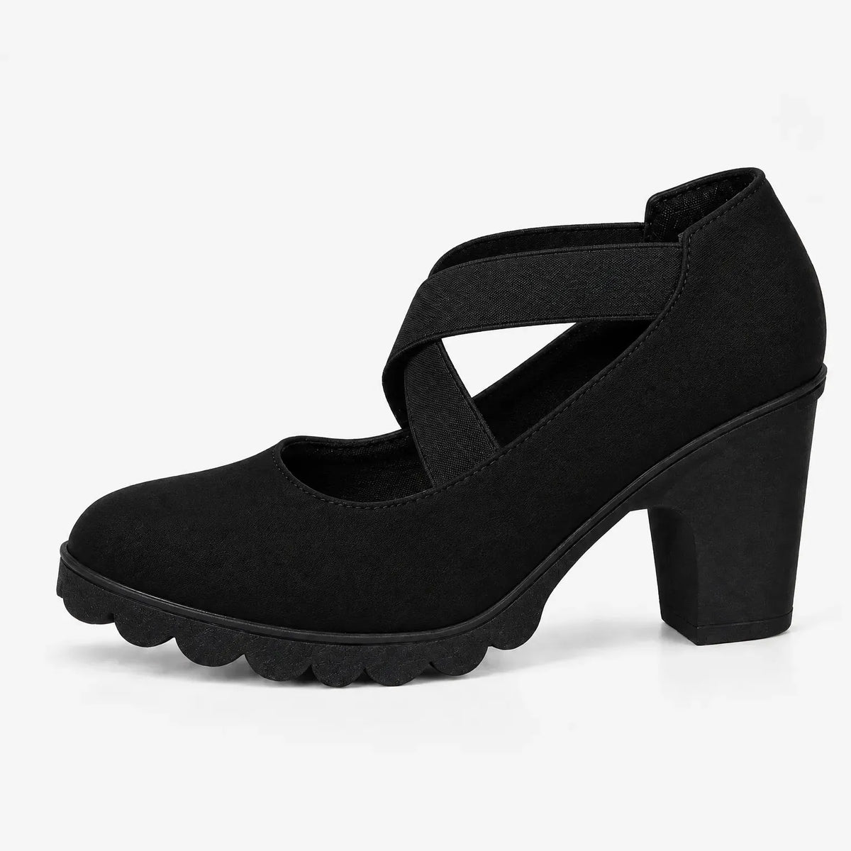 Women's Mary Jane Block Heels with Crisscross Straps