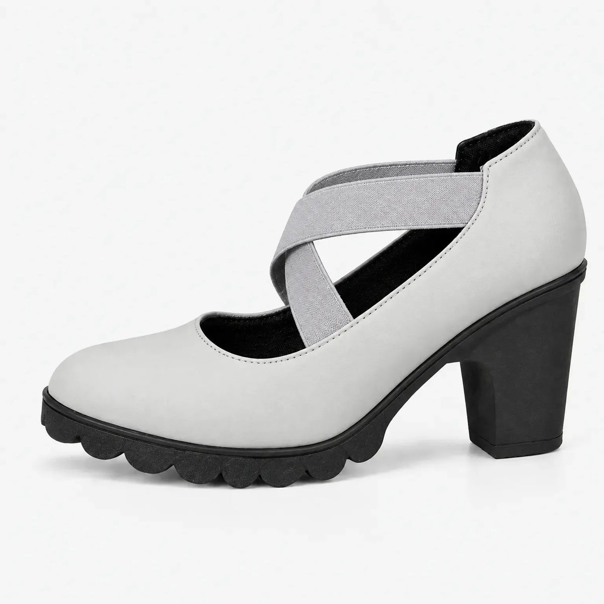 Women's Mary Jane Block Heels with Crisscross Straps