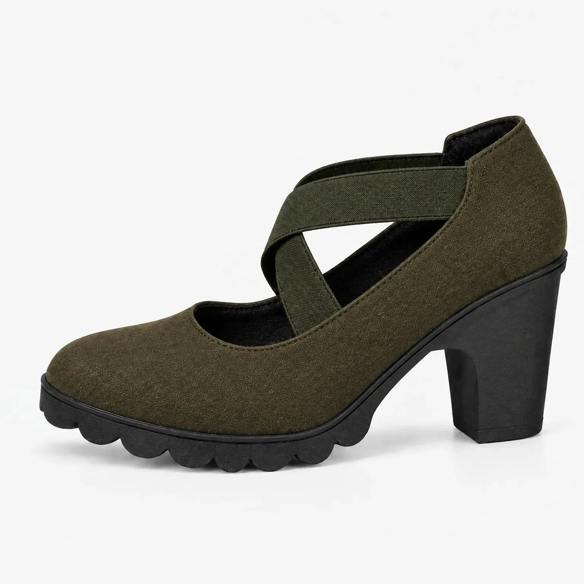 Women's Mary Jane Block Heels with Crisscross Straps