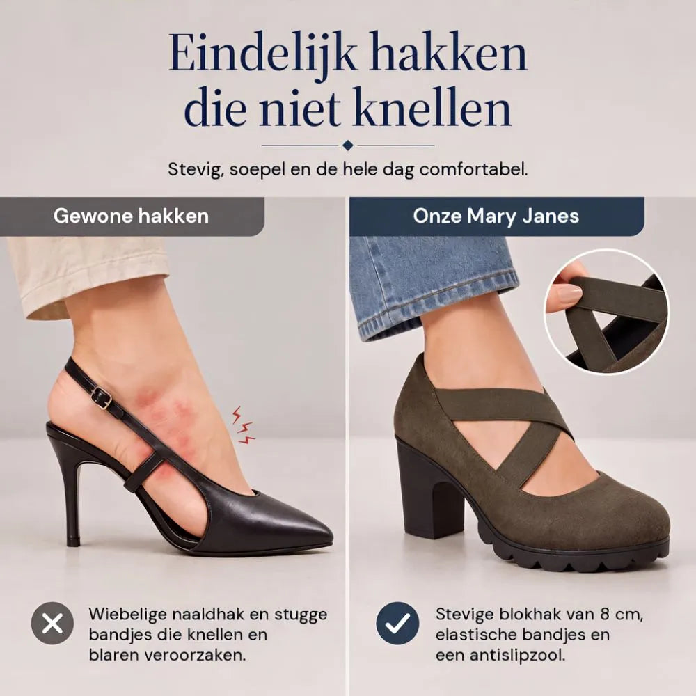 Women's Mary Jane Block Heels with Crisscross Straps