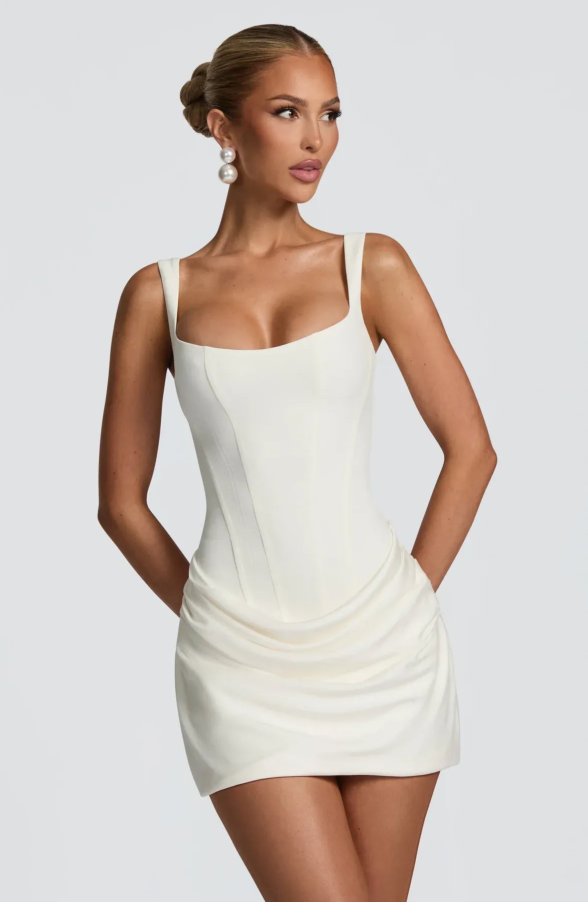 Women's Mini Dress with Fitted Bodice and Pleated Skirt