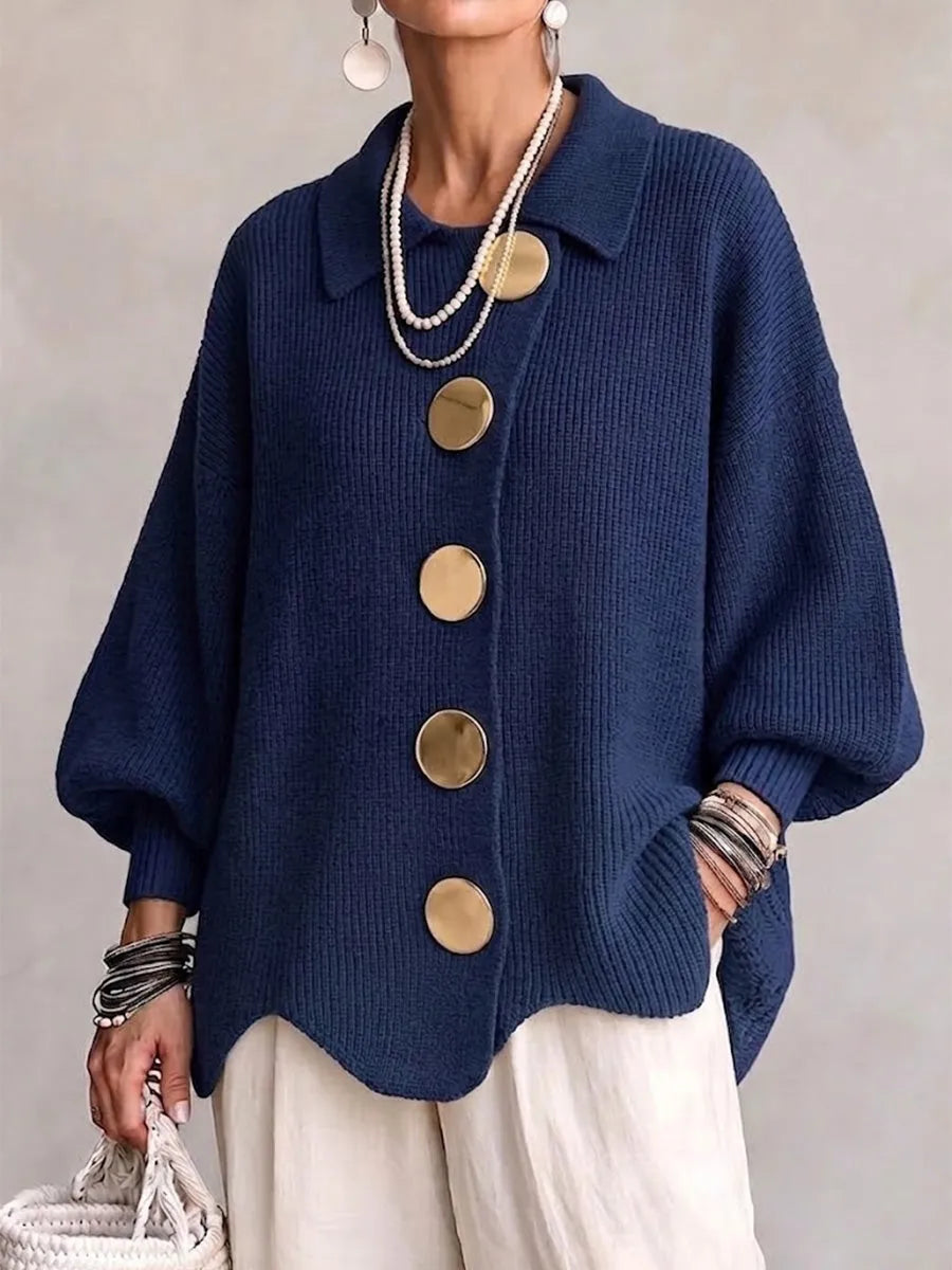 Women's Oversized Cardigan with Statement Buttons