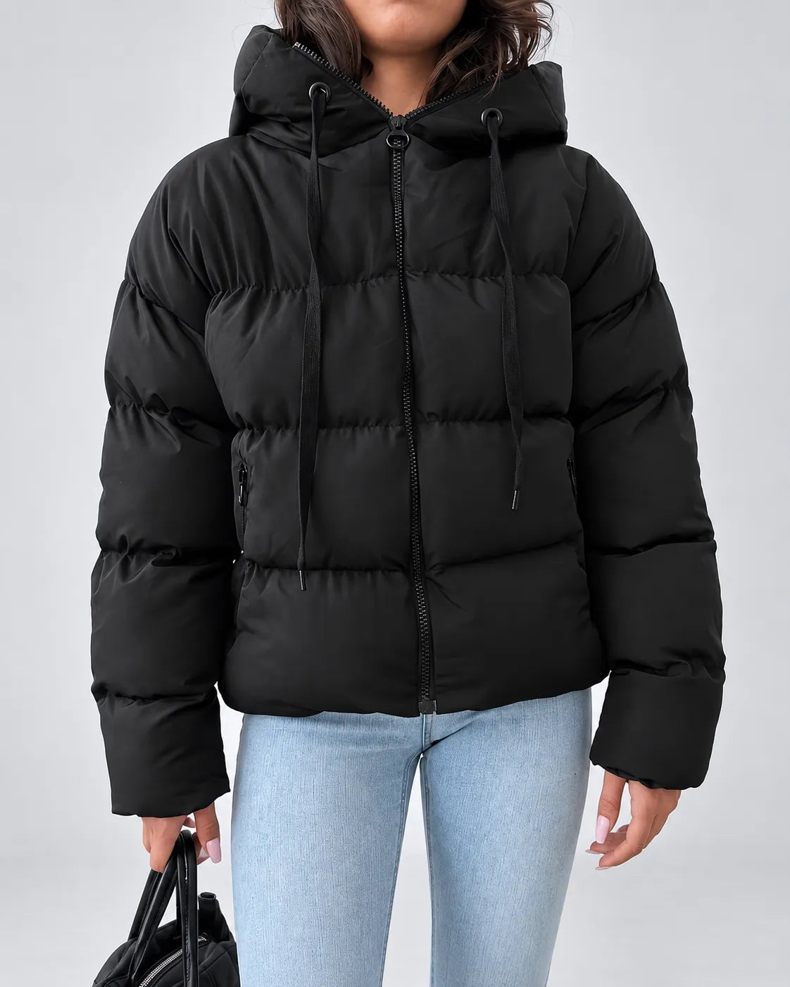 Women's Oversized Hooded Puffer Jacket with Zip Front