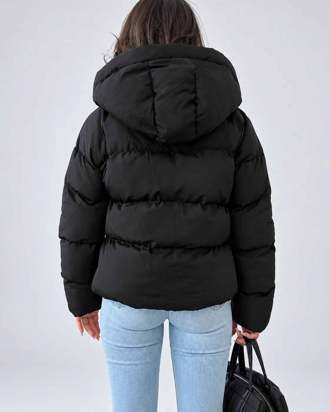 Women's Oversized Hooded Puffer Jacket with Zip Front