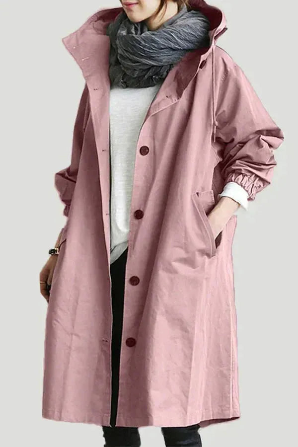 Women's Oversized Waterproof Hooded Trench Coat