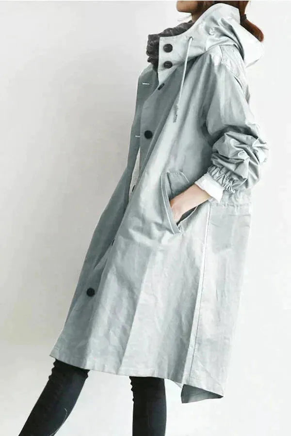 Women's Oversized Waterproof Hooded Trench Coat
