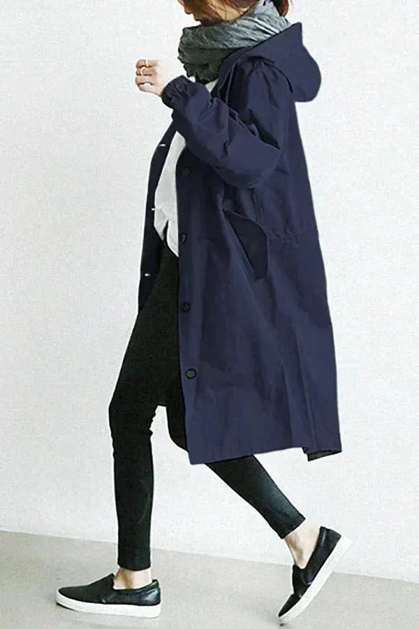 Women's Oversized Waterproof Hooded Trench Coat