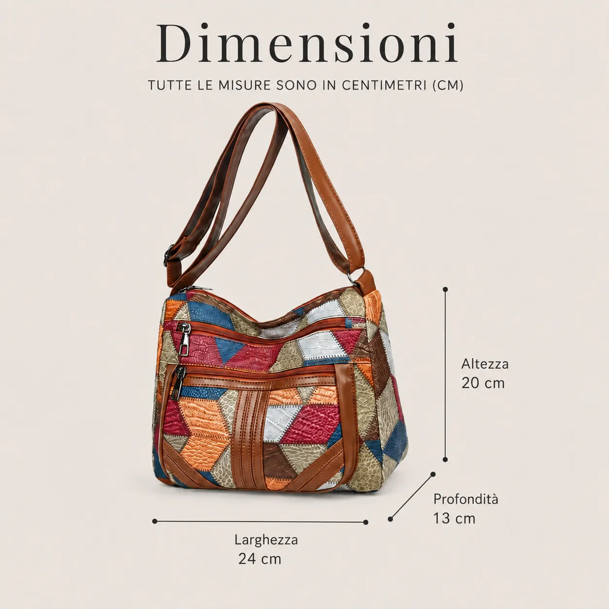 Women's Patchwork Everyday Crossbody Bag with Faux Leather Trims