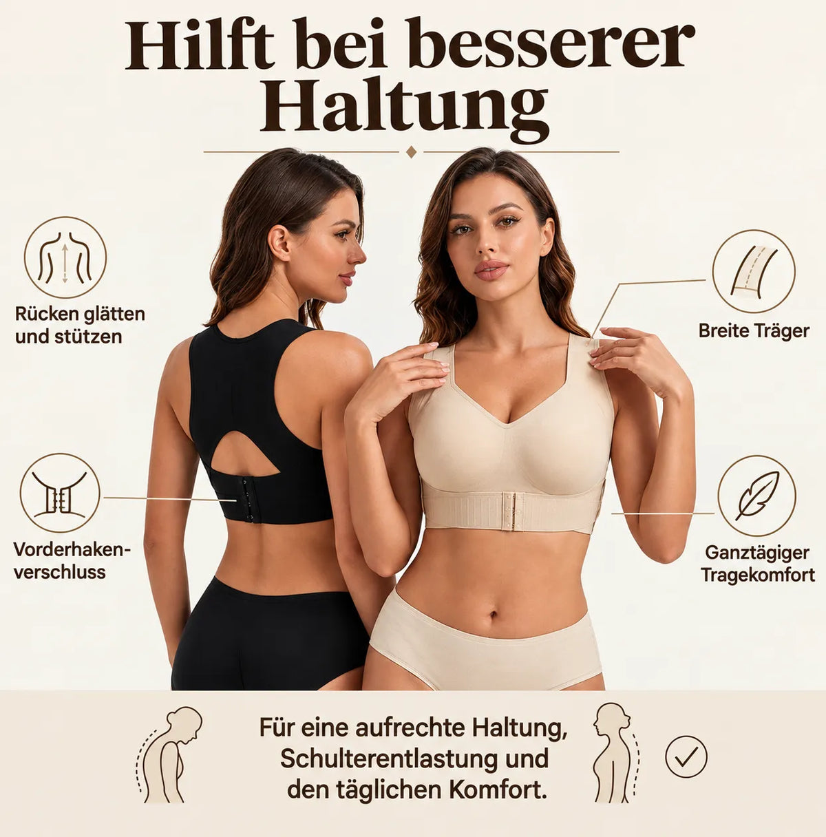 Women's Posture Support Bra with Front Closure