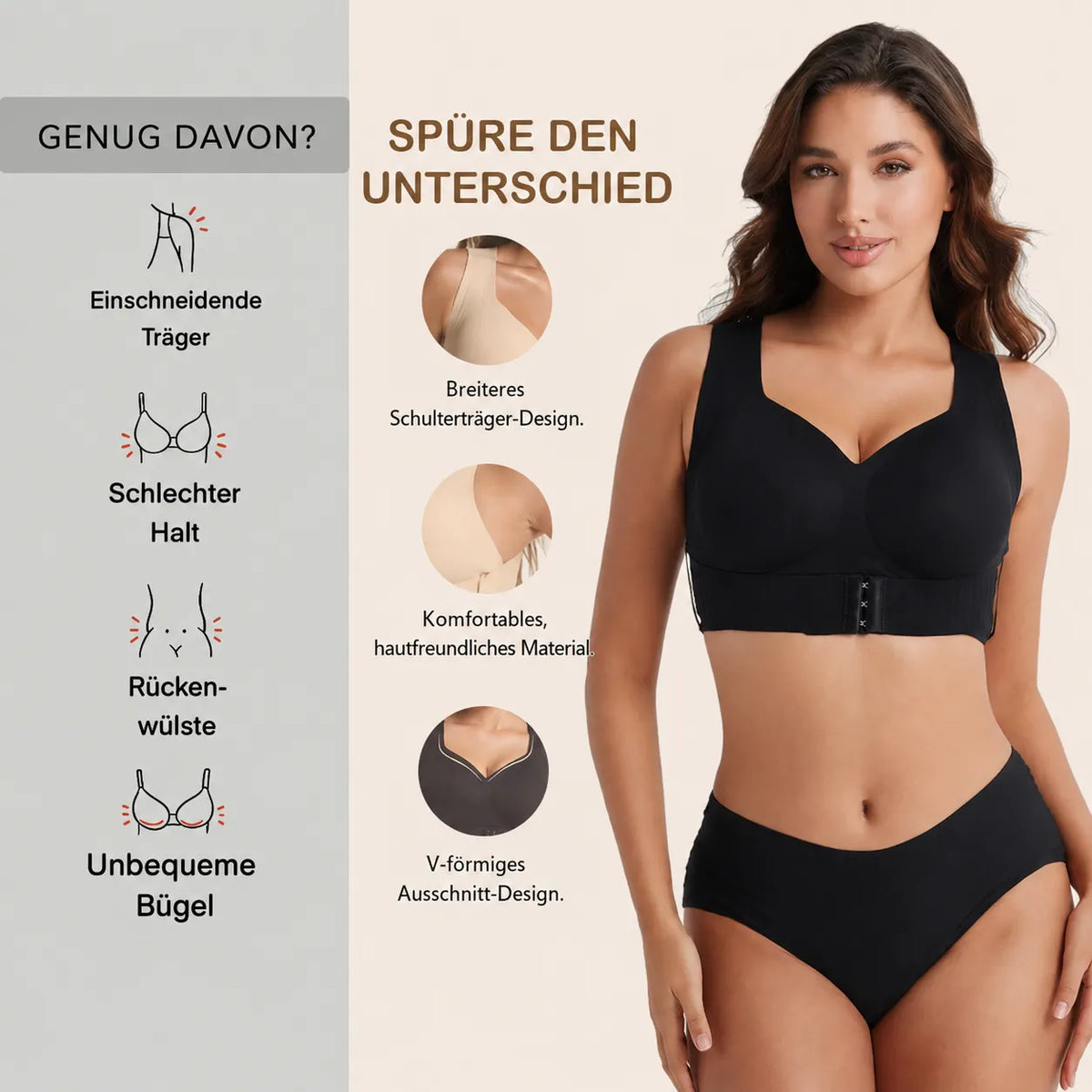Women's Posture Support Bra with Front Closure