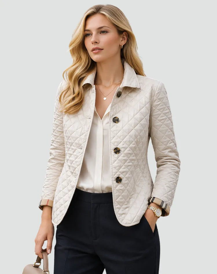 Women's Quilted Puffer Jacket with Button Front