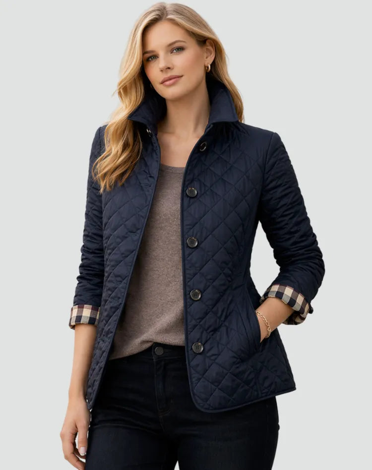 Women's Quilted Puffer Jacket with Button Front