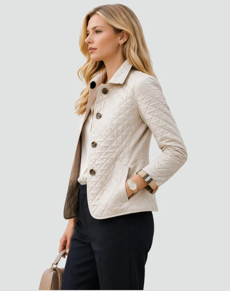 Women's Quilted Puffer Jacket with Button Front