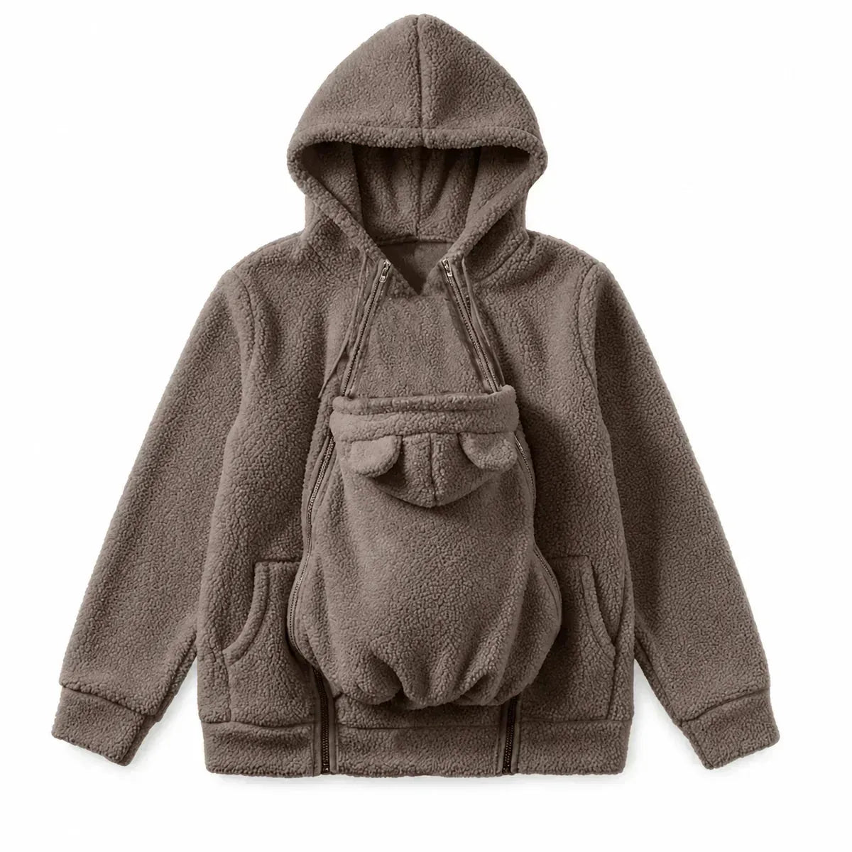 Women's Sherpa Fleece Hoodie with Removable Baby Carrier Panel